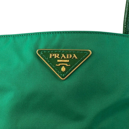 PRADA Tessuto Triangle Logo Handbag Totebag Green Vintage paupzp