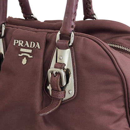 PRADA Logo Handbag Boston bag Brown Vintage 4x2uwa
