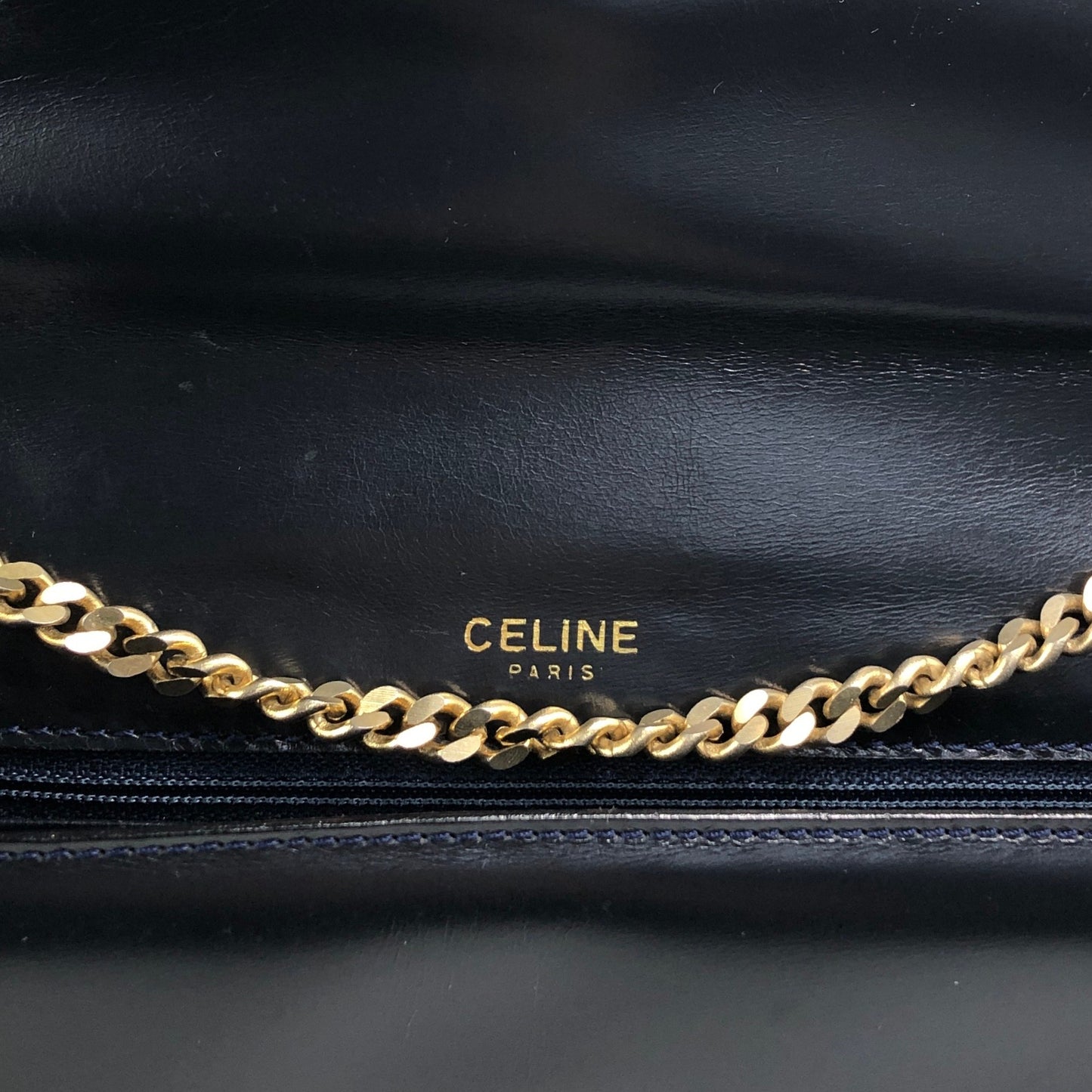 CELINE Triomphe Chain Shoulder bag Black Vintage thnjzk