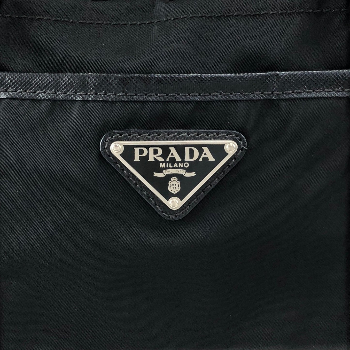 PRADA Tessuto Triangle Logo Front Pocket Totebag Black Vintage f42pyf
