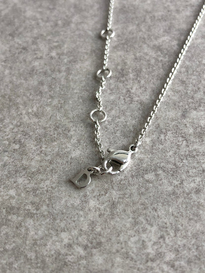 Christian Dior Logo Charm Necklace Silver Vintage fpf7en