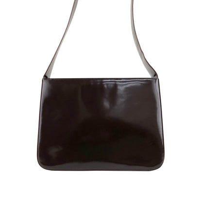 CELINE Logo Embossed Shoulder bag Brown Vintage e4mff8