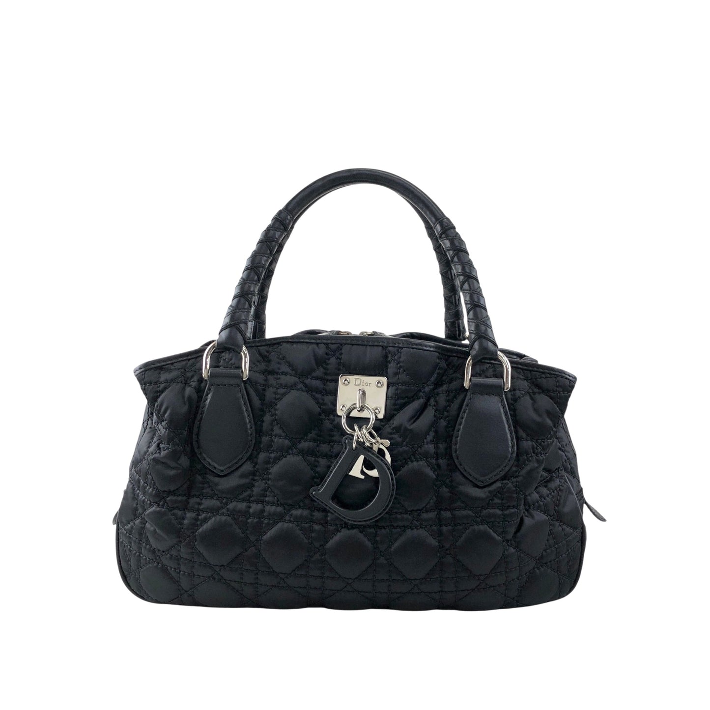 Christian Dior Cannage Charm Handbag Black Vintage sreacp