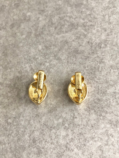 Christian Dior Rhinestone Earrings Gold Vintage r3nws4