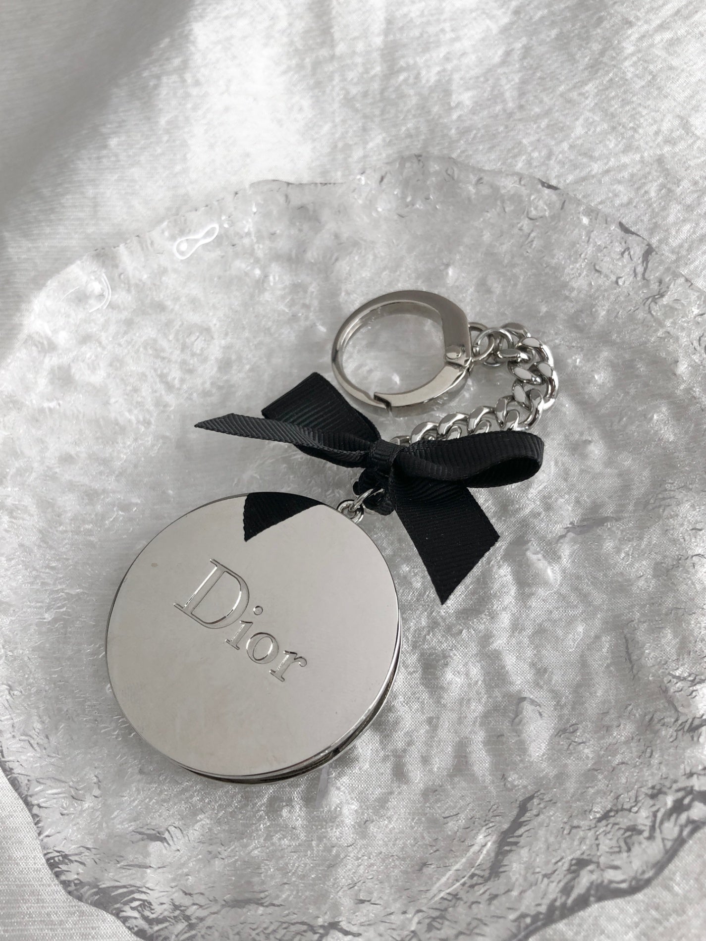 Christian Dior Logo Motif Charm Silver Vintage yjmmyp