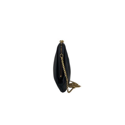 CELINE Blason Metal Clasp Chain Shoulder bag Black Vintage 5isej6