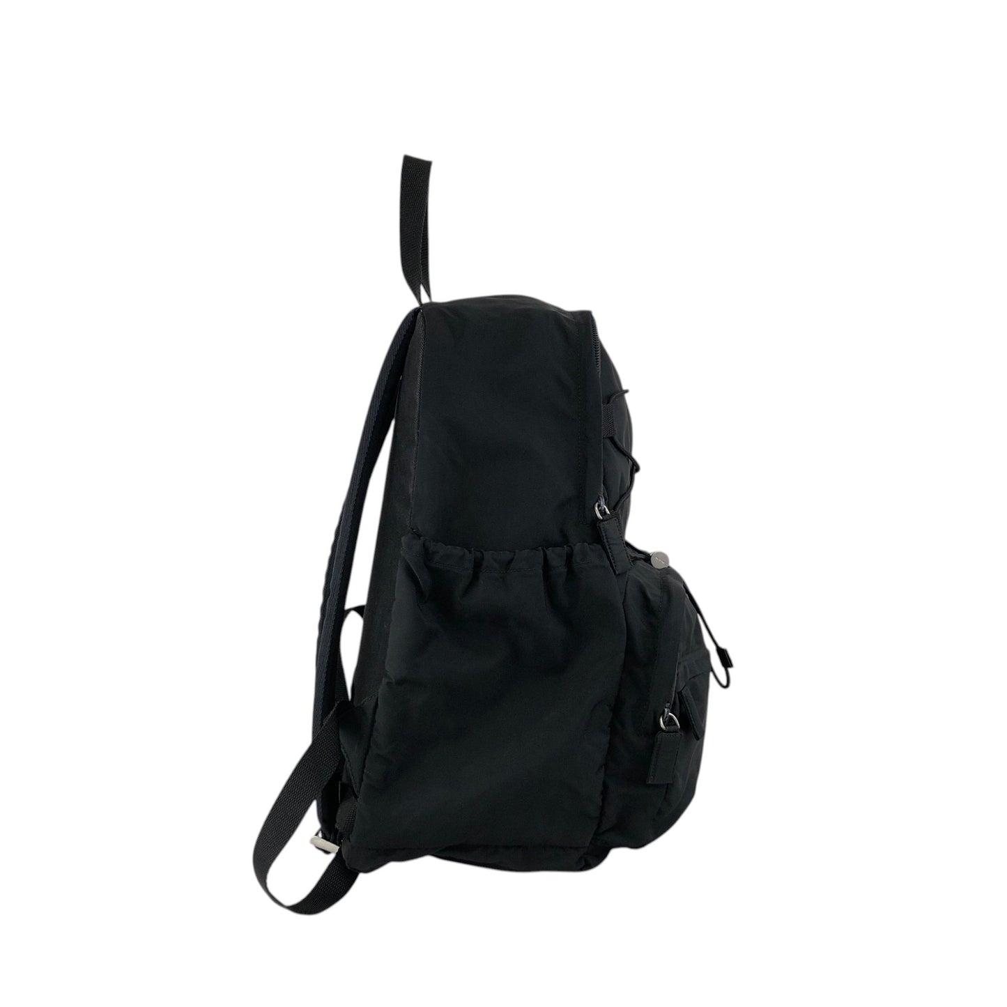 PRADA Tessuto Triangle Logo Double Pocket Backpack Black Vintage bpk4w7