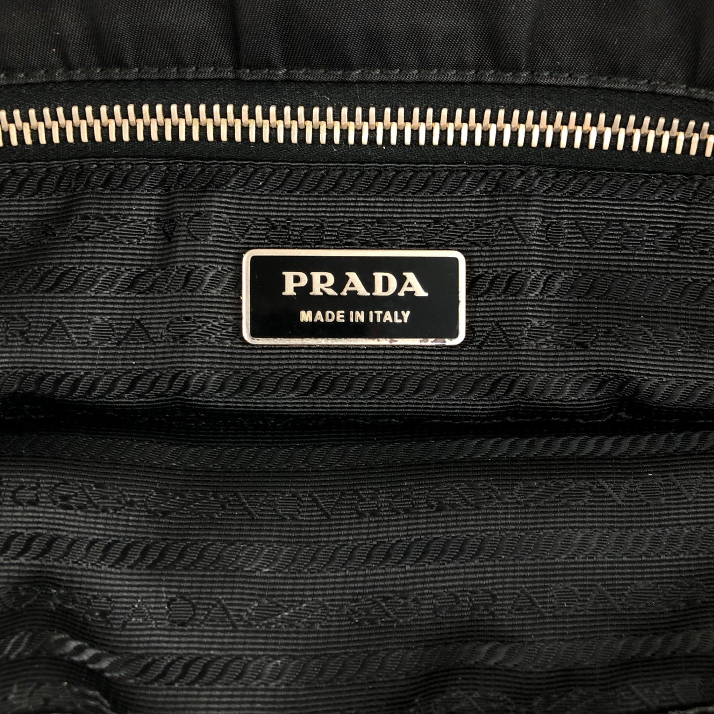 PRADA Tessuto Triangle Logo Handbag Black Vintage yiktvs