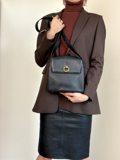 CELINE Gancini Shoulder bag Black Vintage y386id