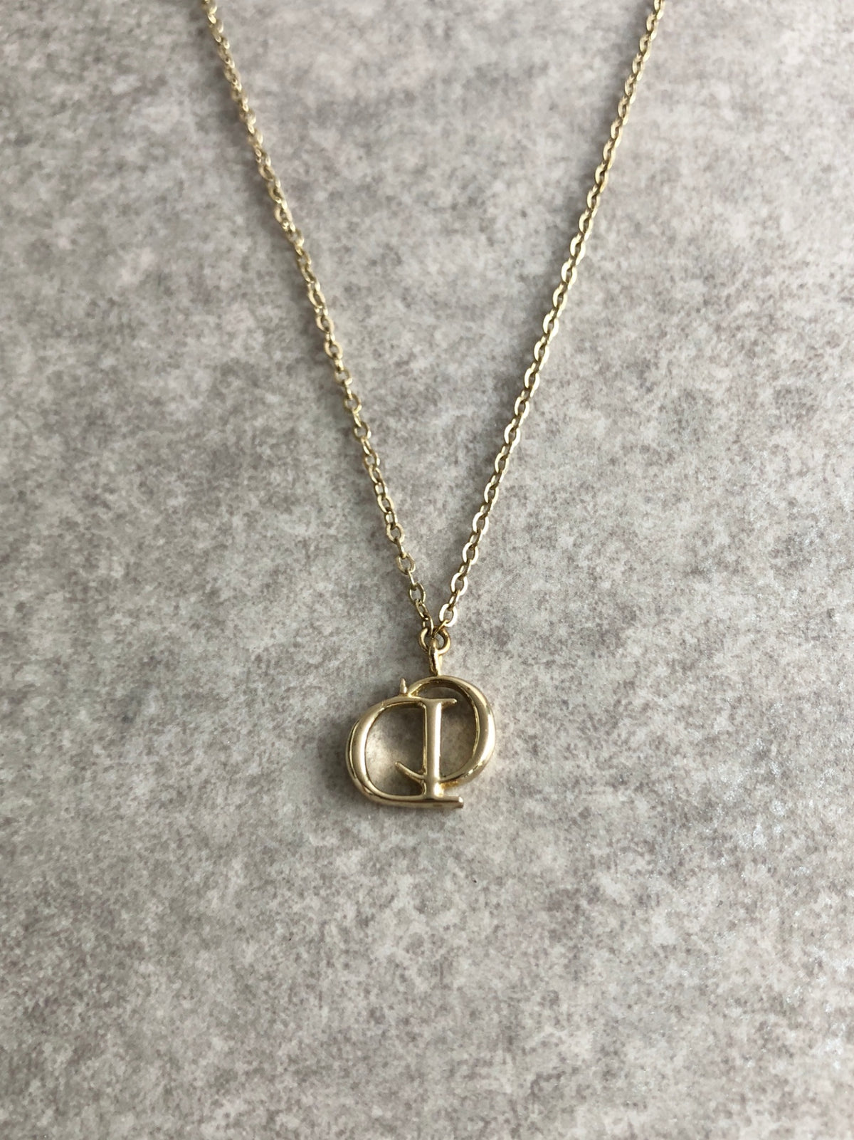 Christian Dior CD Logo Necklace Gold Vintage cdhu6c