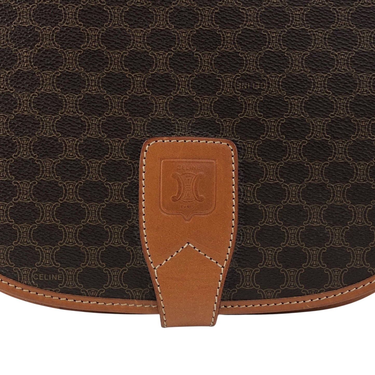 CELINE Macadam Blason Flap Shoulder bag Brown Vintage 2etvvm