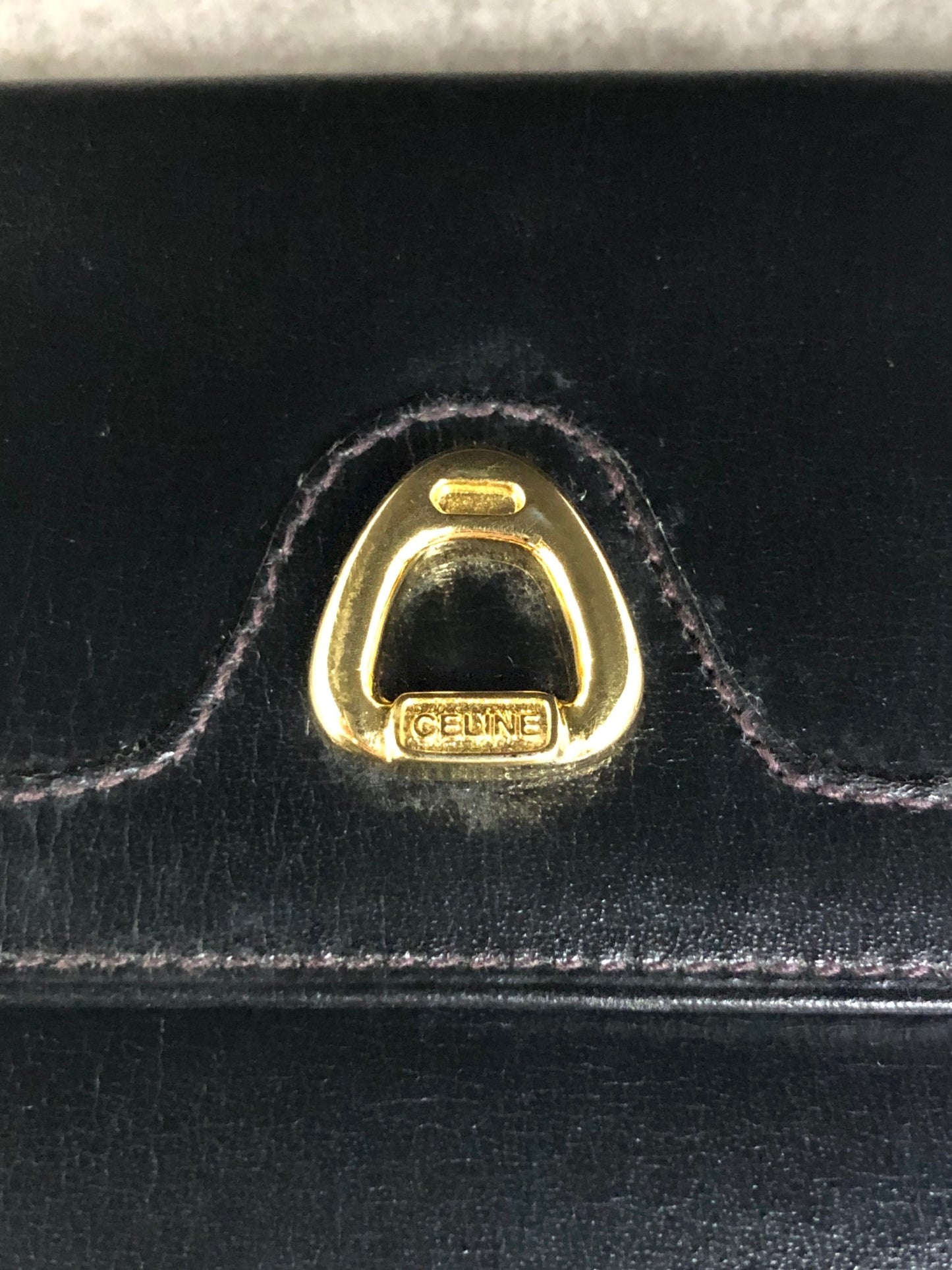 CELINE Horse Bit Wallet Black Vintage mtikgu