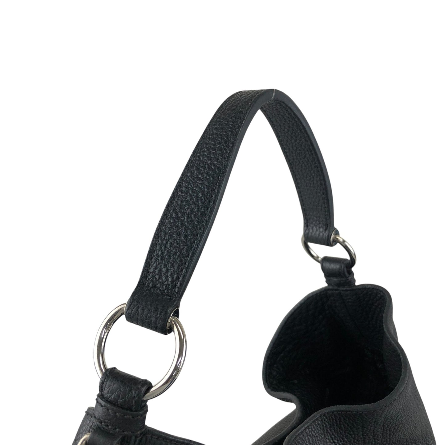 PRADA Logo Embossed Shoulder bag Hobobag Black Vintage ffhn2u