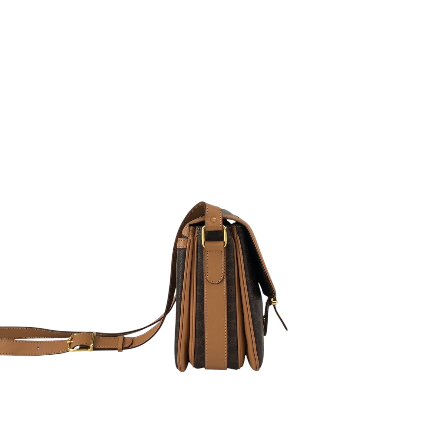 CELINE Macadam Blason Front Buckle Shoulder bag Brown Vintage zfp76j