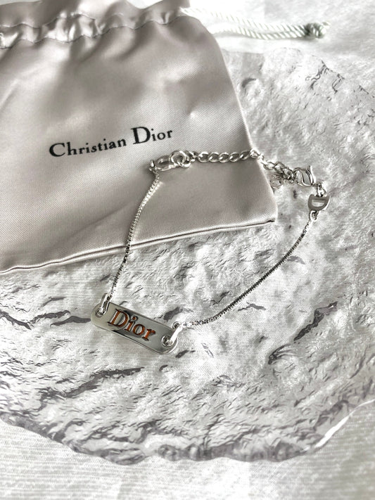 Christian Dior Logo Bracelet Silver Vintage 6dgdge