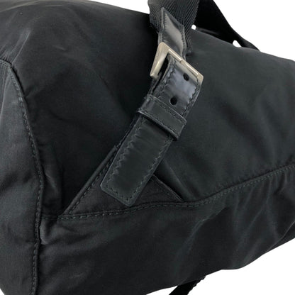 PRADA Tessuto Triangle Logo Front Buckle Backpack Black Vintage vwh35w