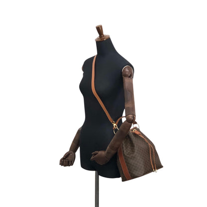 CELINE Macadam Two-way Drawstring Handbag Shoulder bag Brown Vintage ifb2i4