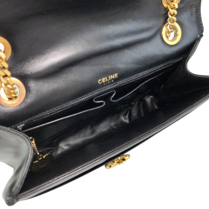 CELINE Blason Chain Shoulder bag Black Vintage gpayic