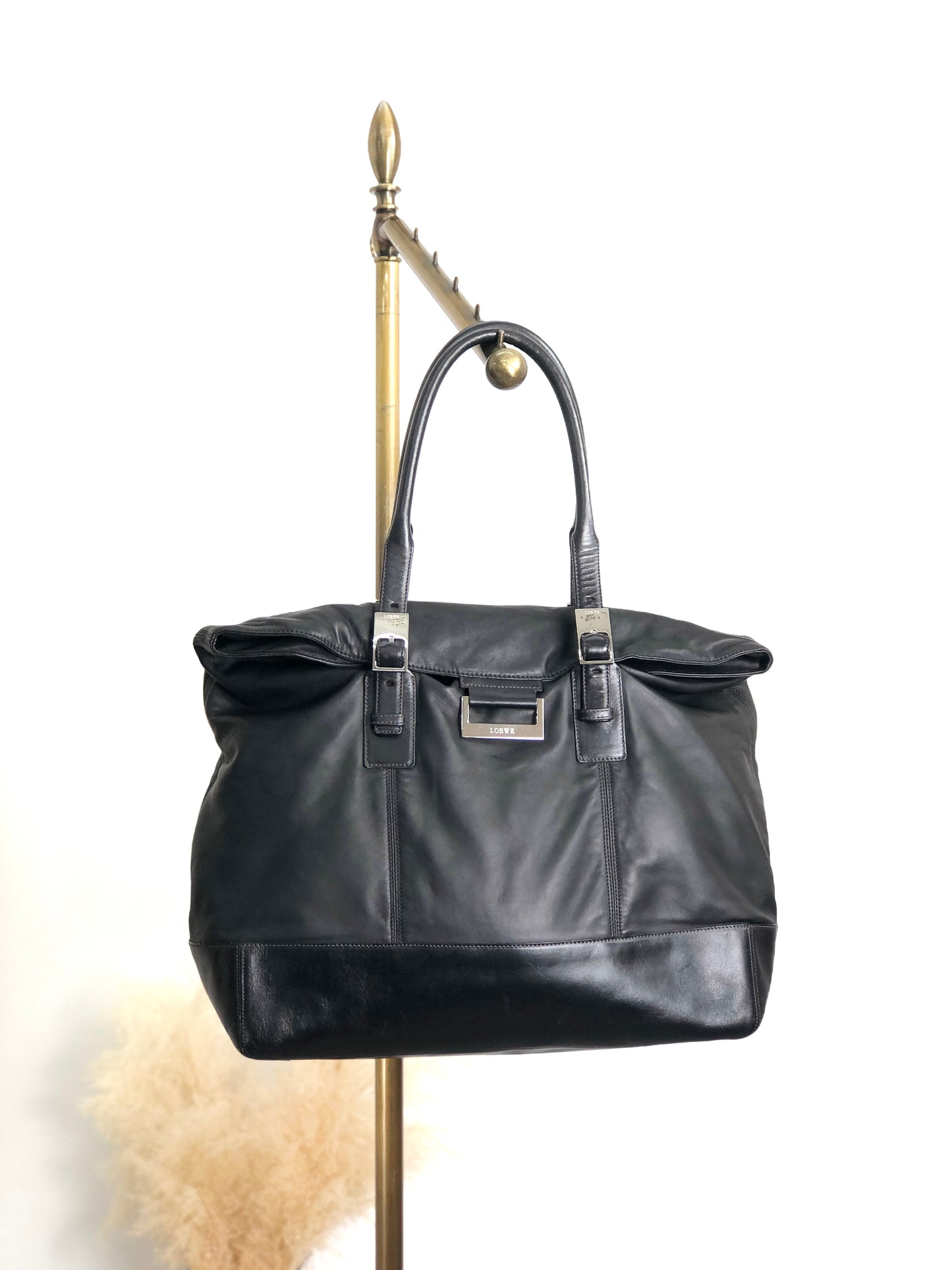 LOEWE Logo Handbag Black Vintage cs6yj7