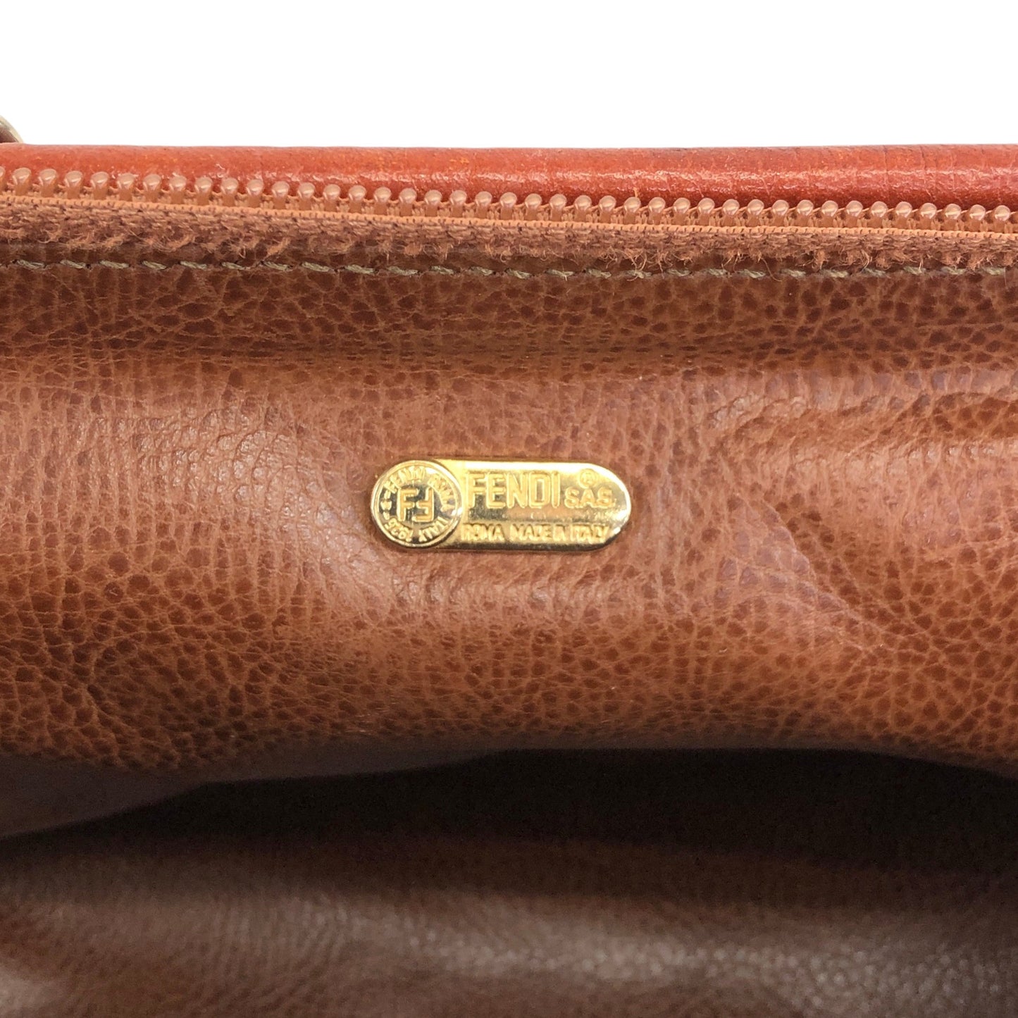 FENDI FF Logo Two-way Small Boston bag Shoulder bag Brown Vintage b23egd