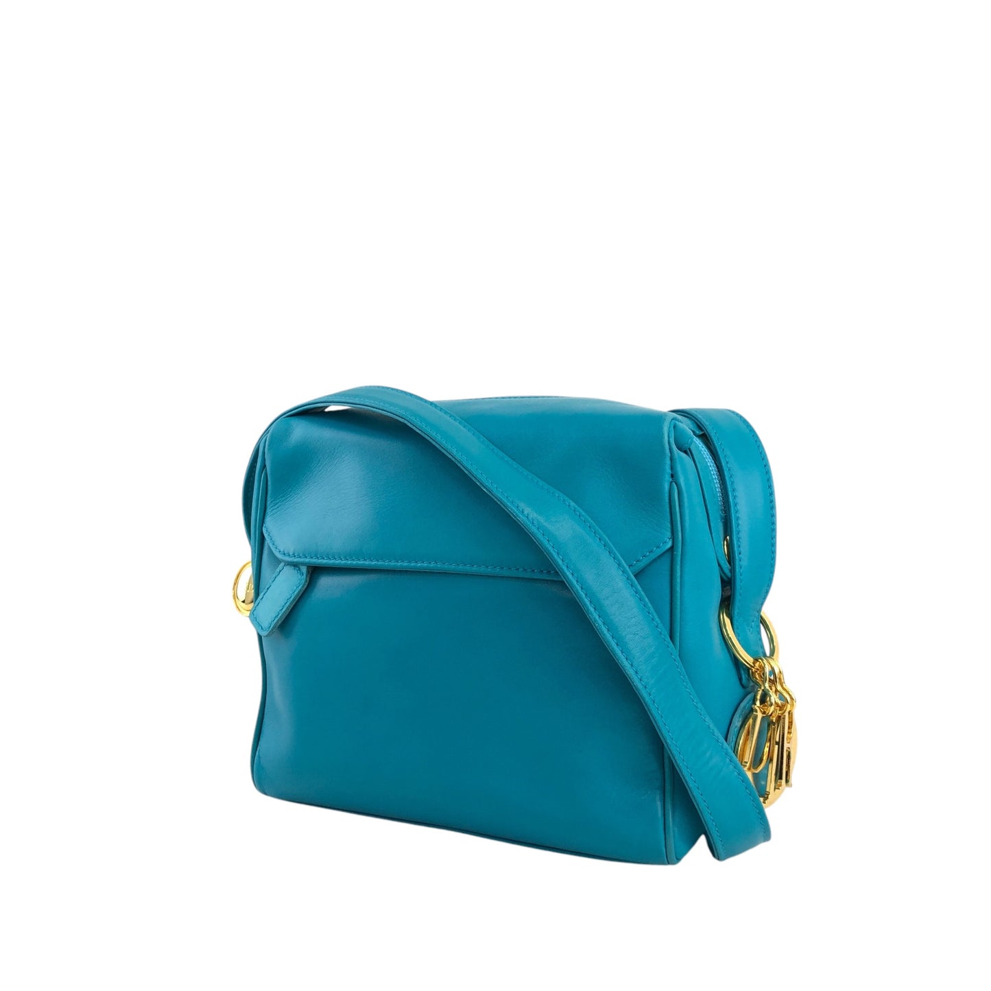 Christian Dior CD Logo Charm Crossbody Shoulder bag Blue Vintage faf6r2