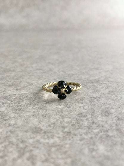 CHANEL Camellia Ring Gold Vintage 55upc6