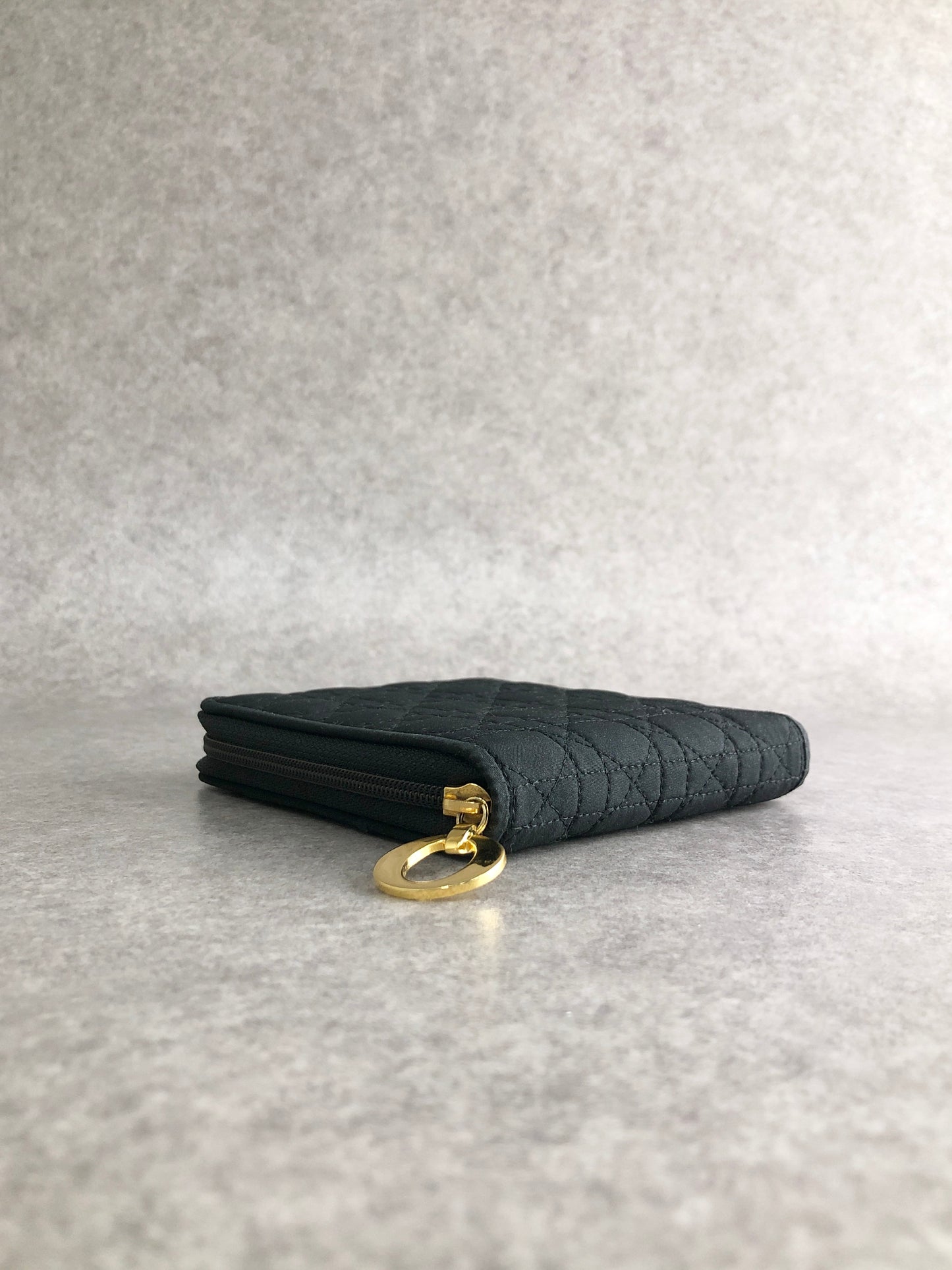 Christian Dior Cannage Folded Wallet Black Vintage ngbmez