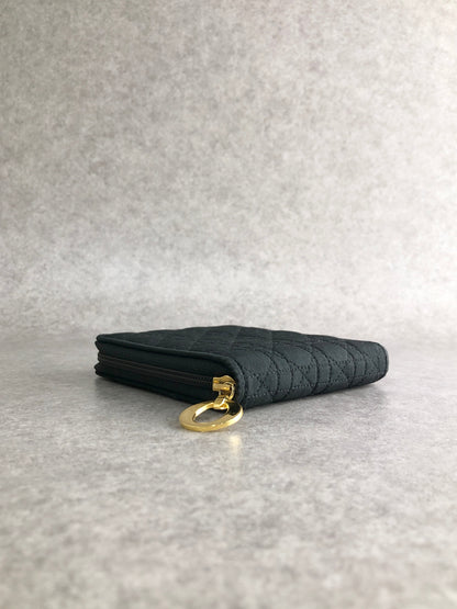 Christian Dior Cannage Folded Wallet Black Vintage ngbmez