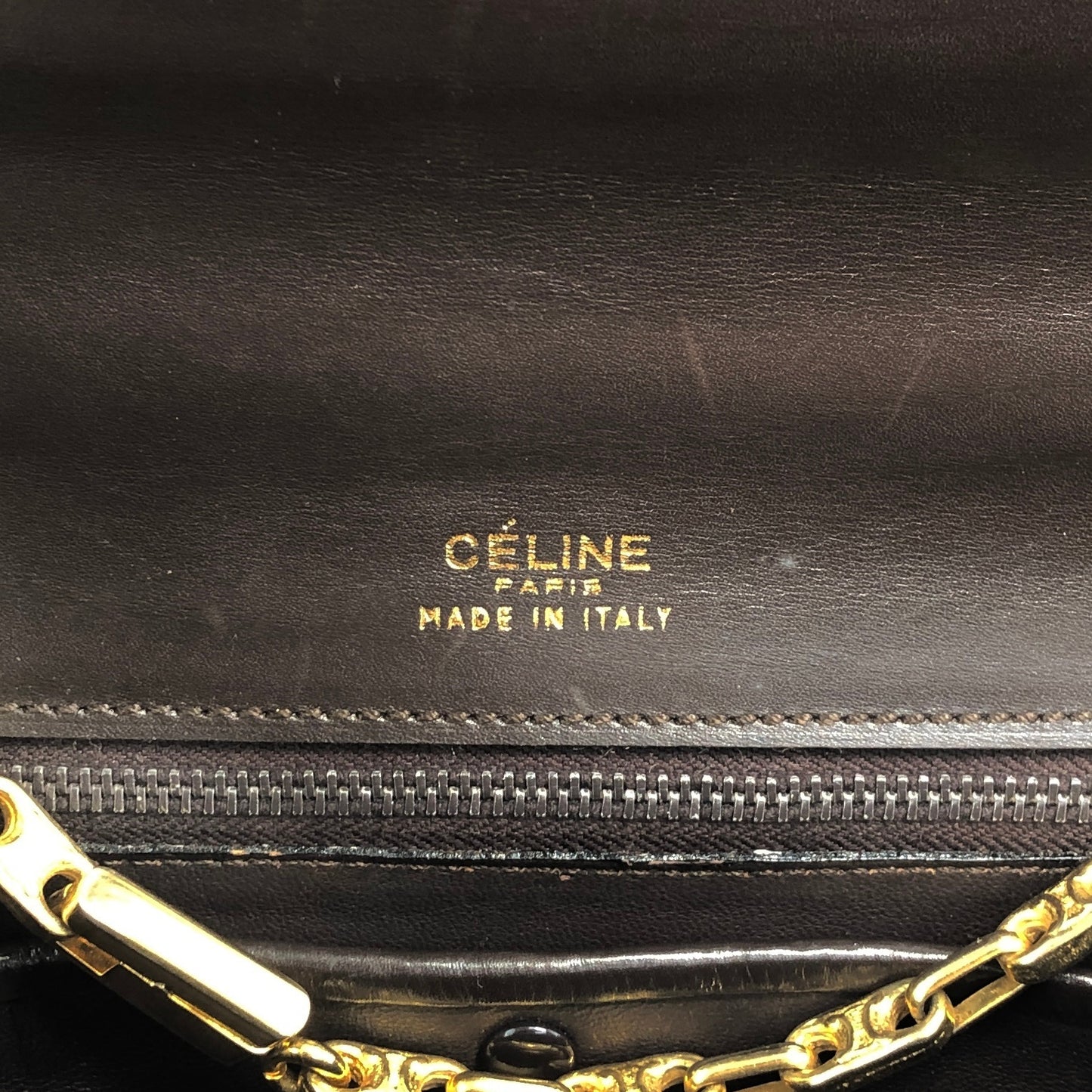 CELINE Blason Chain Shoulder bag Brown Vintage 5dcbrt