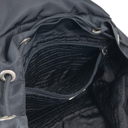 PRADA Tessuto Triangle Logo Double Pocket Backpack Black Vintage scciib