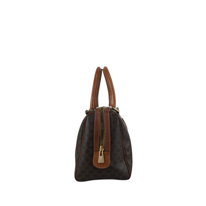 CELINE Macadam Blason Small Boston bag Handbag Brown Vintage 3wak2v