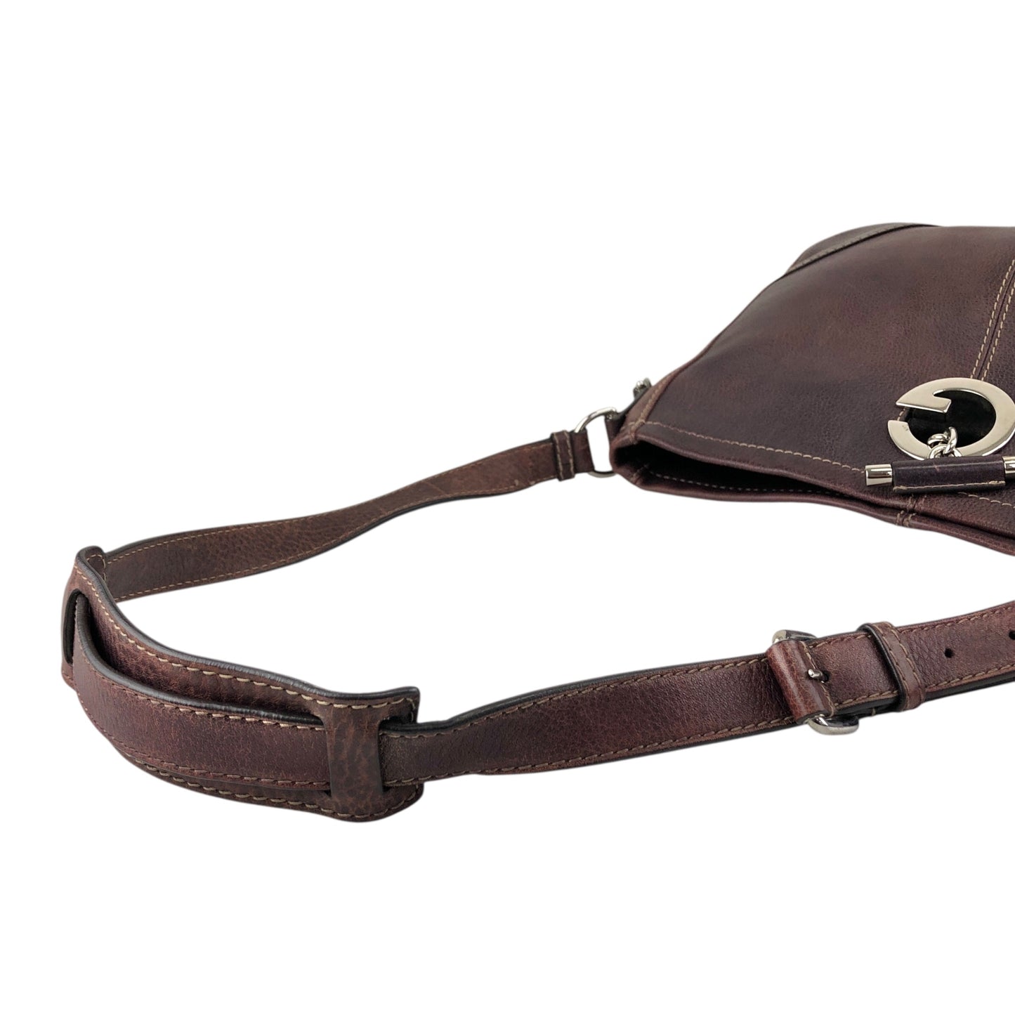 GUCCI Logo Embossed Shoulder bag Brown Vintage 8svbt5