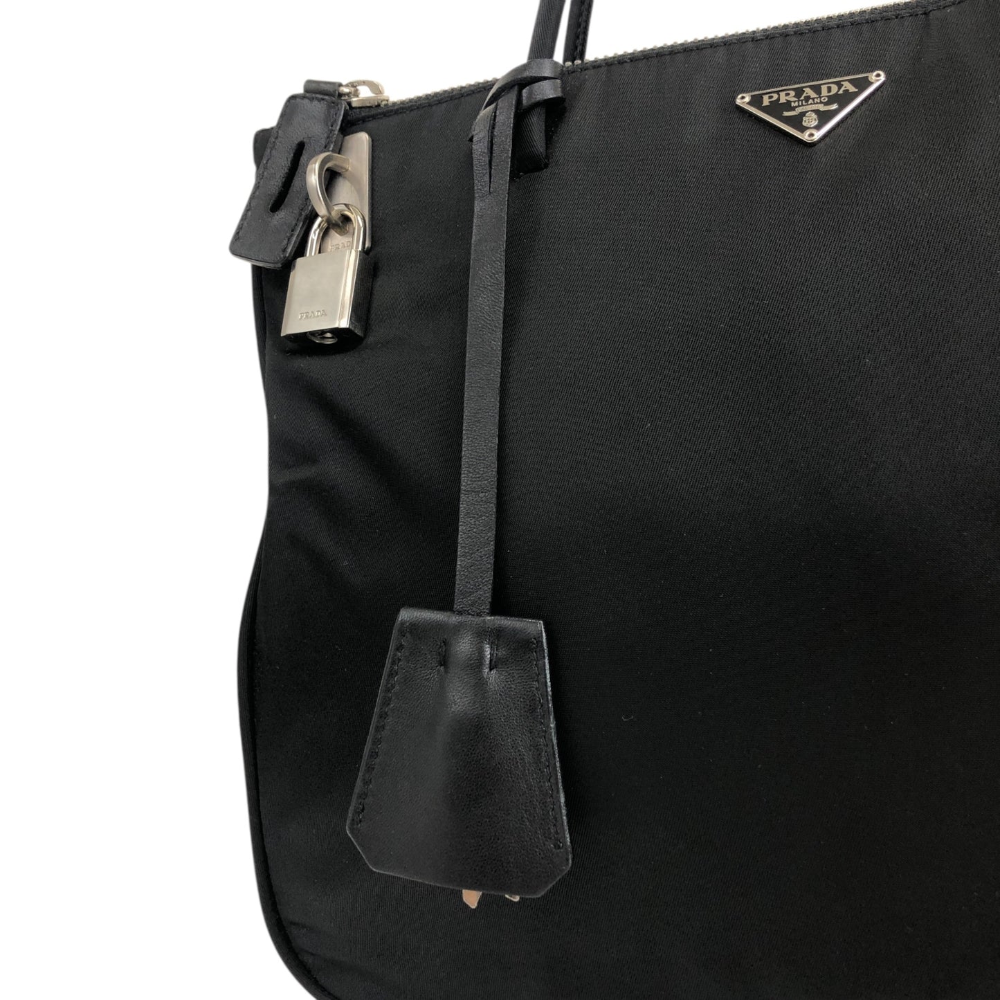 PRADA Tessuto Triangle Logo Black Vintage c2dsi6