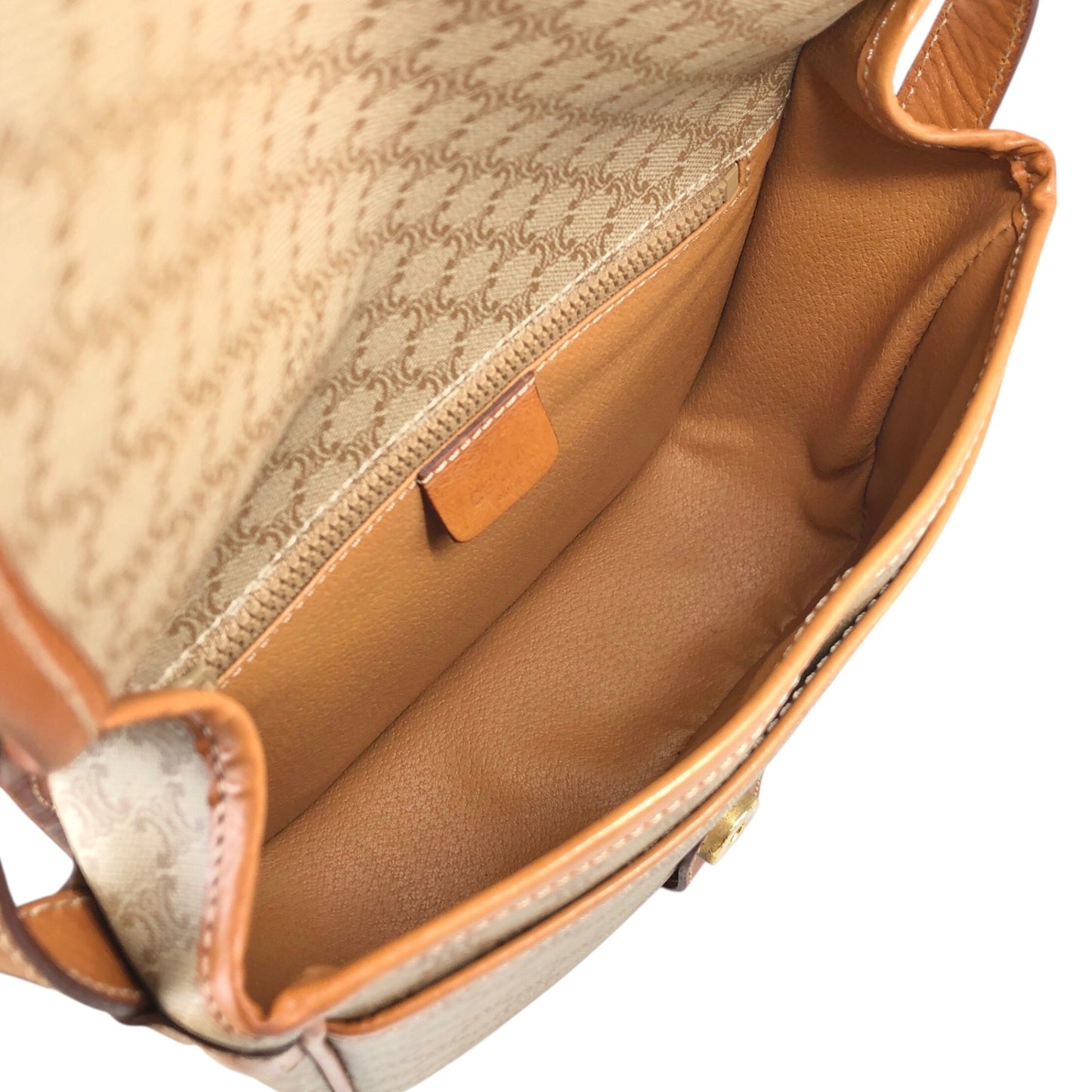 CELINE Macadam Front Buckle  Shoulder bag Beige Vintage nnbcwv