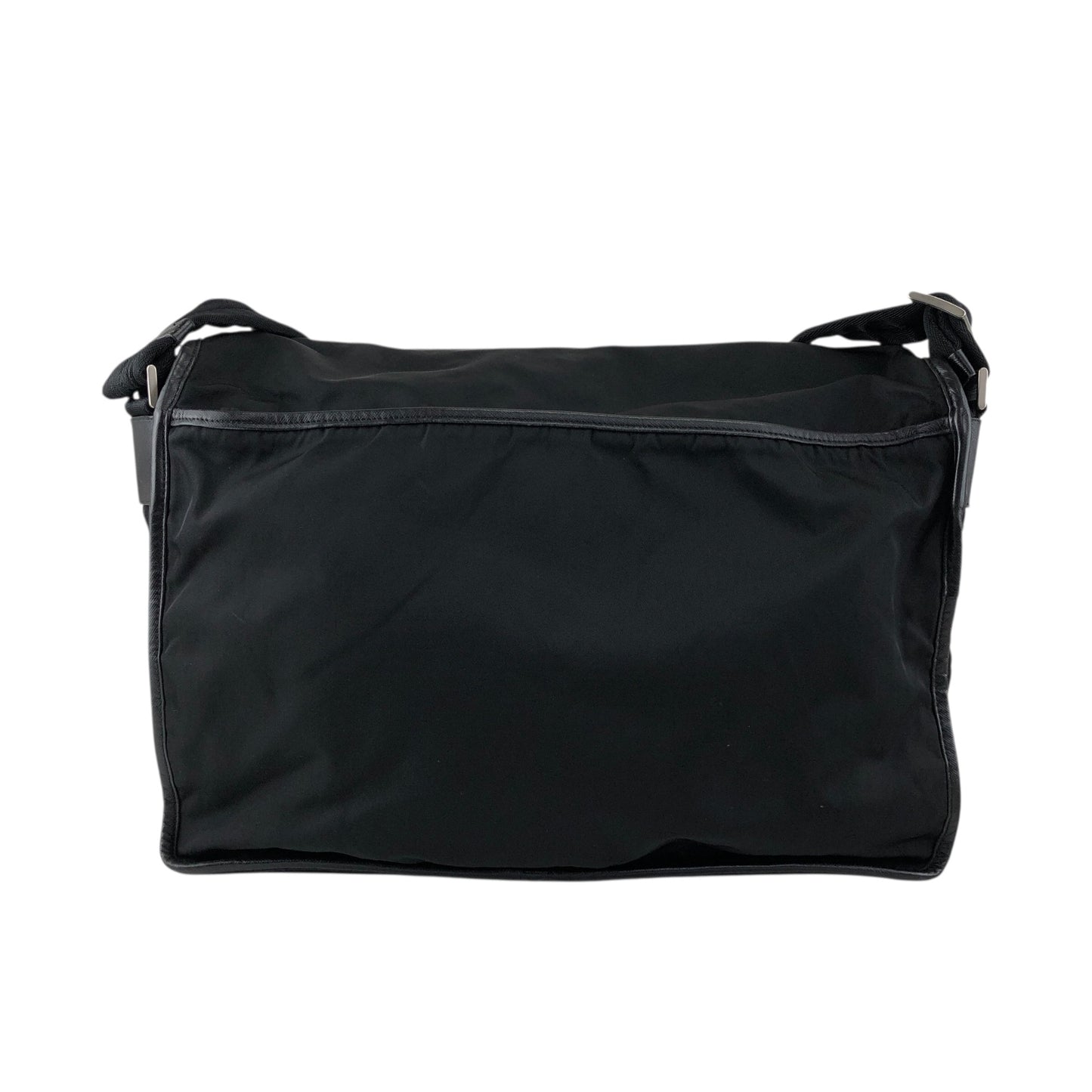 PRADA Tessuto Triangle Logo Front Buckle Shoulder bag Black Vintage n6kgte