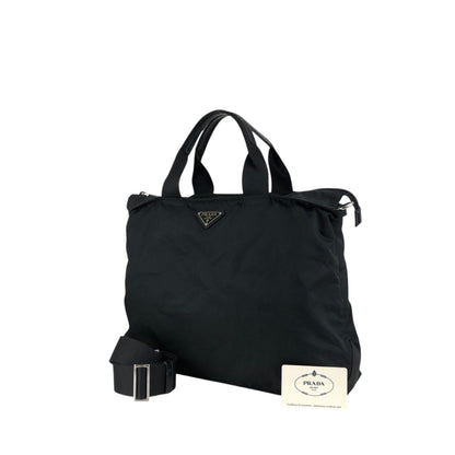 PRADA Tessuto Triangle Logo Two-way Totebag Shoulder bag Black Vintage zdgz8g