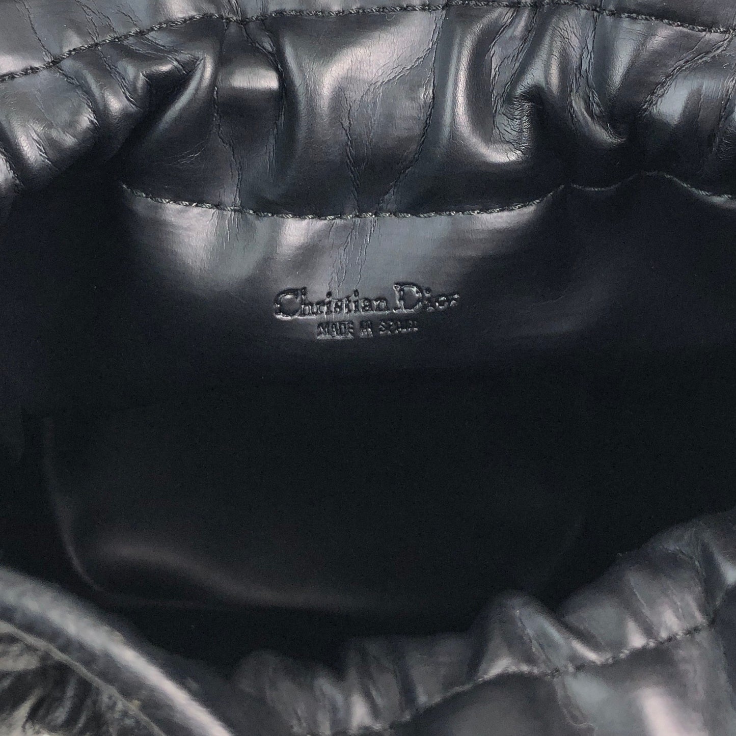 Christian Dior CD Logo Drawstring Shoulder bag Black Vintage h6xtv8