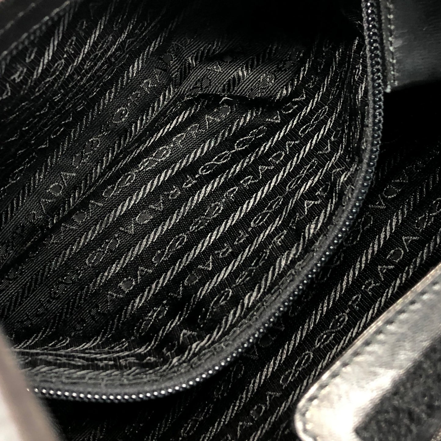 PRADA Logo Embossed Handbag Black Vintage skzrga