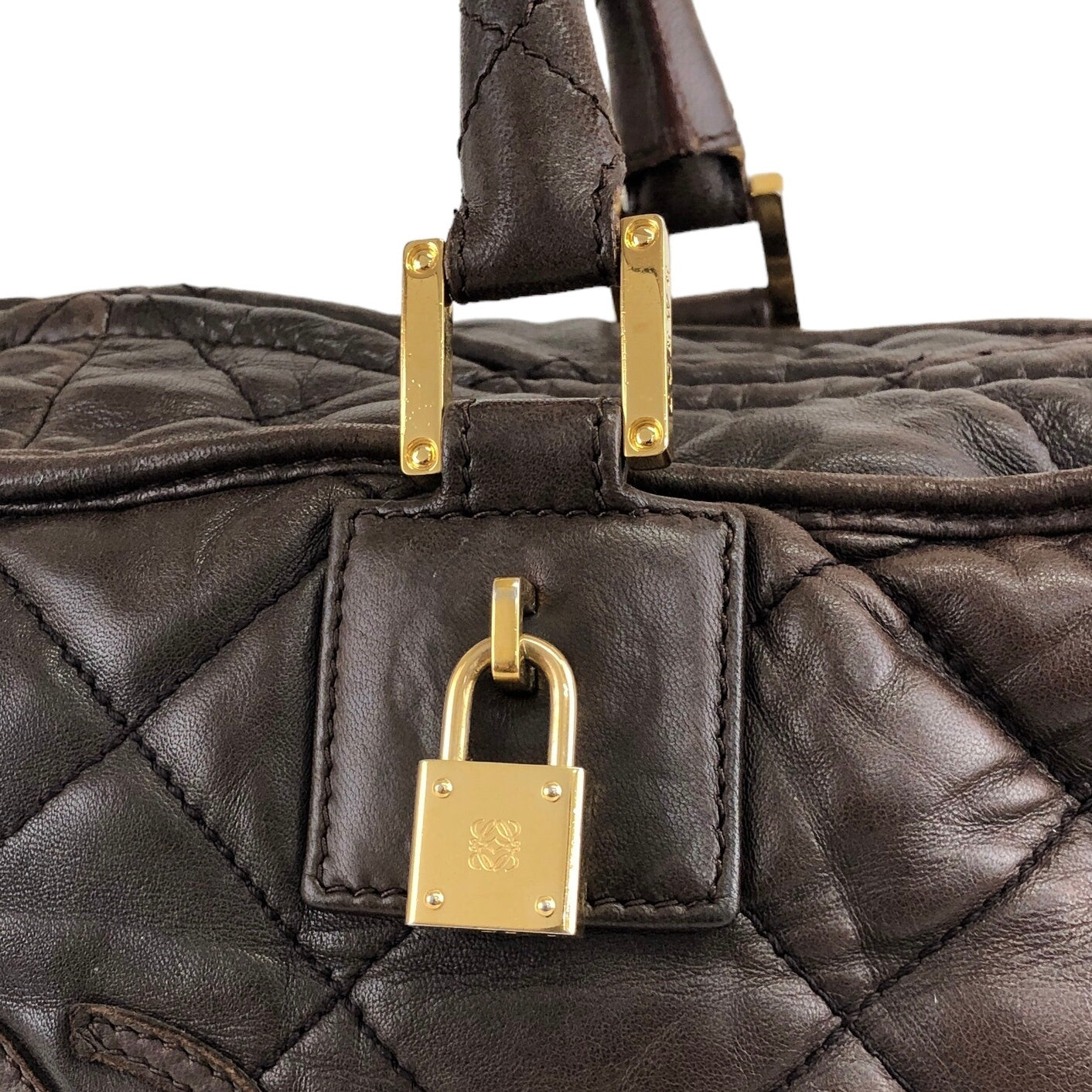 LOEWE Amazona Anagram Boston bag Handbag Brown Vintage 2xr5jd