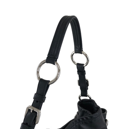 PRADA Logo Side Pocket Handbag Black Vintage ab8g6p