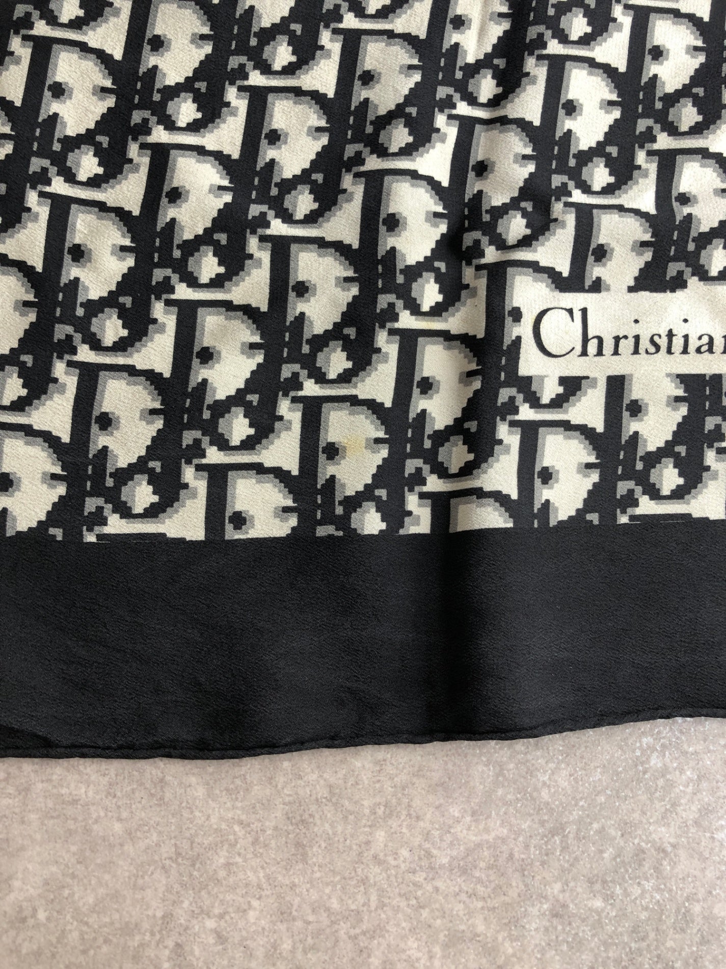 Christian Dior Trotter Silk Scarf Black Vintage xagbg3