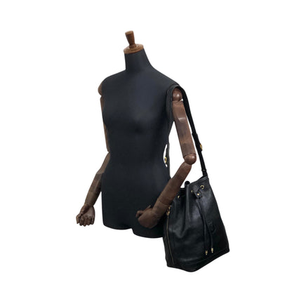 CELINE Blason Drawstring Shoulder bag Black Vintage 6uw6d7