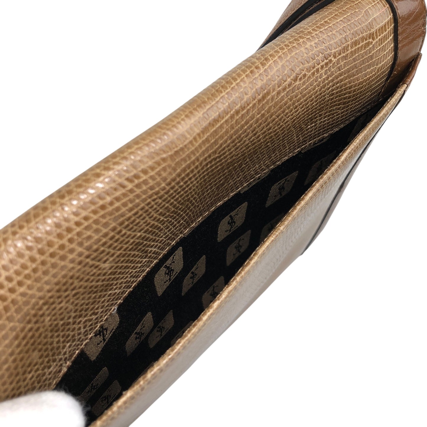 Yves Saint Laurent YSL Logo Handbag Shoulder bag Brown Vintage 2hmb86