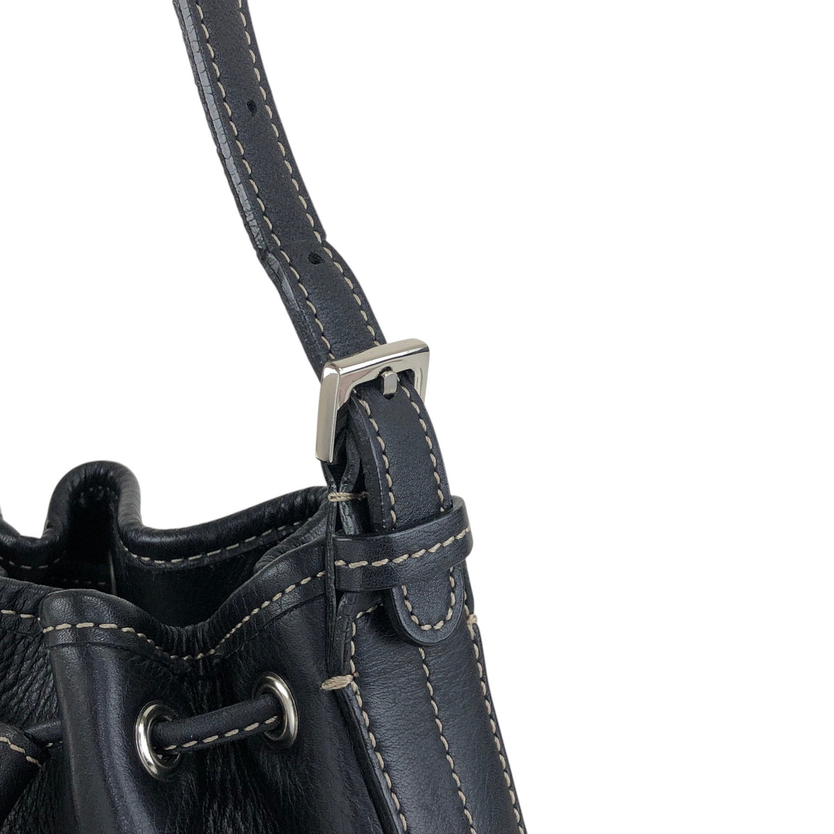 BURBERRY Logo Drawstring Shoulder bag Black Vintage phkwjb