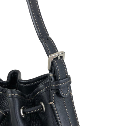 BURBERRY Logo Drawstring Shoulder bag Black Vintage phkwjb