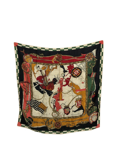 Christian Dior Silk Scarf Green×Beige Vintage zszwrj