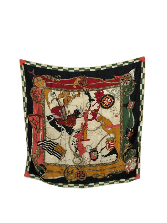Christian Dior Silk Scarf Green×Beige Vintage zszwrj