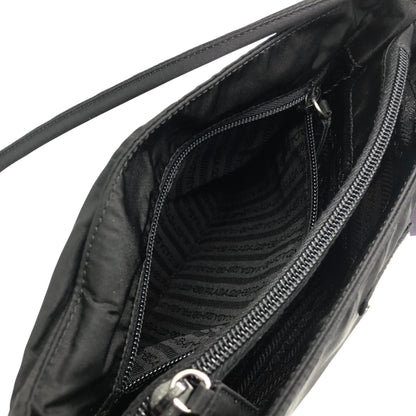 PRADA Triangle Logo Handbag Black Vintage sfzwud
