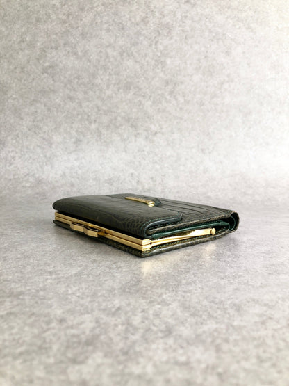 Yves Saint Laurent 金屬扣環折疊錢包 綠色復古 pk8u8c