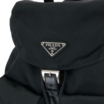 PRADA Triangle Logo Front Buckle Backpack Black Vintage hbt85k